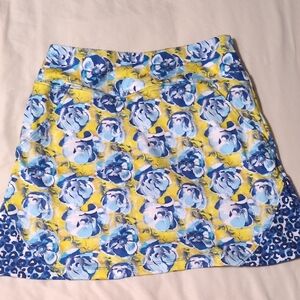 Birdies &Bows Floral Blue & Yellow Women's Athletic Skirt  Size XS